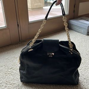 Tory Burch soft black leather hobo bag